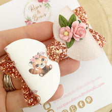 Load image into Gallery viewer, Red Panda floral Hair Bow Headband or Clip