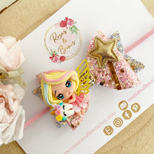 Load image into Gallery viewer, Tooth Fairy Glitter Hair Bow Headband or Clip