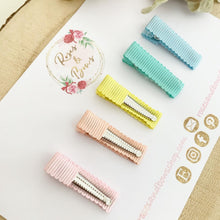 Load image into Gallery viewer, Rainbow Ribbon Fringe Clips Pack 5 - Small Clips - Mini Clips - Clip Pack - Baby Hair Clips - Toddler Hair Clips - Lined hair clip