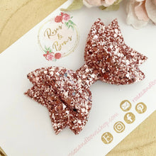 Load image into Gallery viewer, Pink Blush Glitter Hair Bow - Green Glitter Hair Bow Hair Clip or Headband