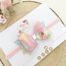 Load image into Gallery viewer, Rainbow Birthday Hair Bow Headband or Clip