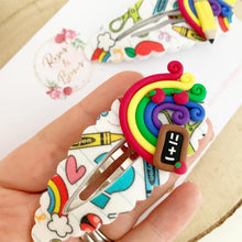 Load image into Gallery viewer, Back to school scalloped snap clip