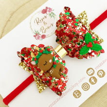 Load image into Gallery viewer, Christmas reindeer Hair Bow Headband or Clip