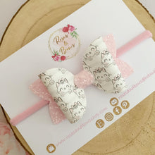Load image into Gallery viewer, Pink Cat Glitter Hair Bow Headband or Clip