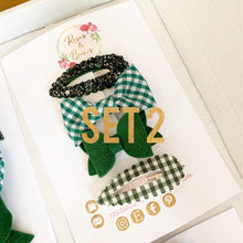 Load image into Gallery viewer, Forest Green School Hair Accessory Set - School Hair Bows, Fringe Clips or Bobbles