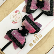 Load image into Gallery viewer, Spider Halloween Glitter Bow Headband or Clip