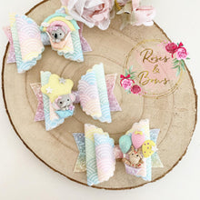 Load image into Gallery viewer, Animal Hot Air Balloon Rainbow Hair Bow clip or headband
