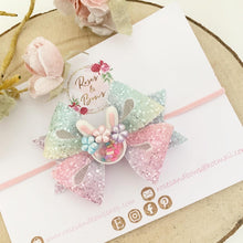 Load image into Gallery viewer, Rainbow Easter Bunny Hair Bow Headband or Clip
