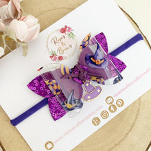 Load image into Gallery viewer, Halloween Witch Charm Hair Bow Headband or Clip