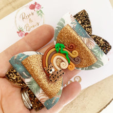 Load image into Gallery viewer, Leopard Rainbow Hair Bow Headband or Clip