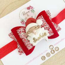 Load image into Gallery viewer, Personalised Father Christmas Hair Bow Headband or Clip