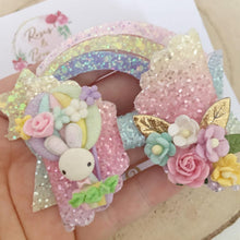 Load image into Gallery viewer, Easter Bunny Hot Air Balloon Hair Bow Headband or Clip