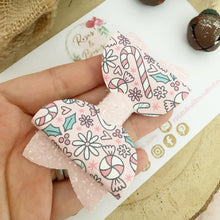 Load image into Gallery viewer, Pink Christmas Hair Bow Headband or Clip