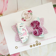 Load image into Gallery viewer, Dinosaur Birthday Bow Headband or Clip
