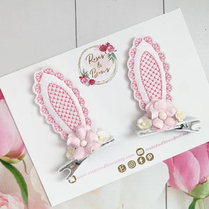 Pink Stand Up Bunny Ear Clips - Easter Bunny Clips
