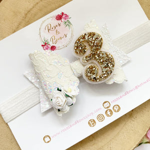 Birthday Glitter Hair Bow - Birthday Headband - Birthday Hair Clip