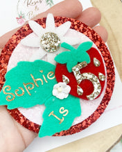 Load image into Gallery viewer, Strawberry Personalised Birthday Badge - Birthday Glitter Badge
