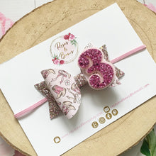 Load image into Gallery viewer, Cowboy cowgirl Birthday Bow Headband or Clip
