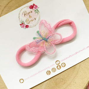 Rainbow pink butterfly headband