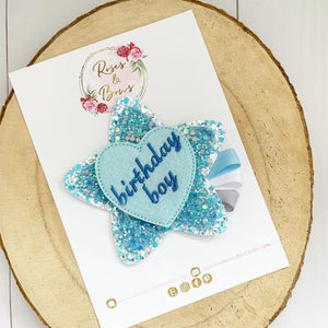 Blue Birthday Boy Badge - Birthday Glitter Badge