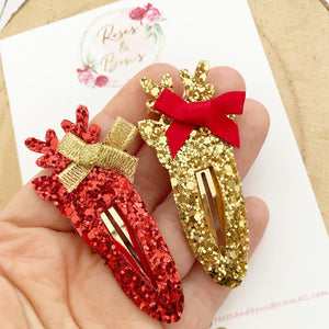 Reindeer Christmas snap clip set