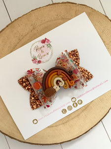 Autumn Hedgehog Hair Bow Headband or Clip