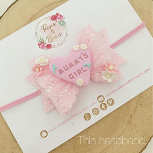 Mummy’s Girl Hair Bow Headband or Clip