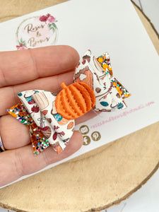 Pumpkin Hair Bow Headband or Clip