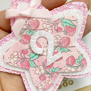 Pink Strawberry Birthday Badge - Birthday Glitter Badge