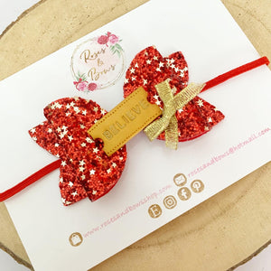 Christmas believe Hair Bow Headband or Clip