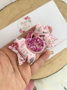 Cowgirl Birthday Bow Headband or Clip