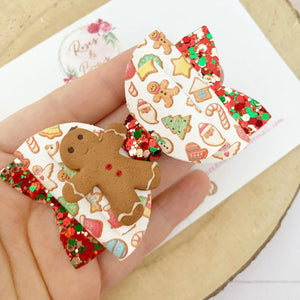 Christmas Gingerbread Hair Bow Headband or Clip