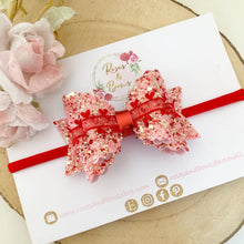 Load image into Gallery viewer, Red heart Valentines Valentine’s Day hair Bow Headband or Clip
