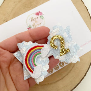 Birthday Rainbow Hair Bow - Birthday Headband - Birthday Hair Clip