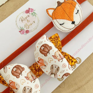 Fox Pumpkin Fox Hair Bow Set Headbands or Clips