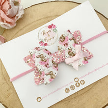 Load image into Gallery viewer, Pink Easter ballerina Bunny Hair Bow Headband or clip
