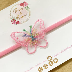 Rainbow pink butterfly headband