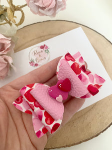 Pink and Red Valentine’s Day Hair Bow Headband or Clip