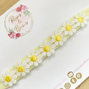 Daisy headband - lemon nylon headband