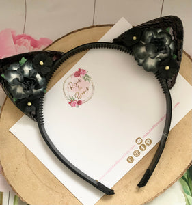 Black cat ears headband