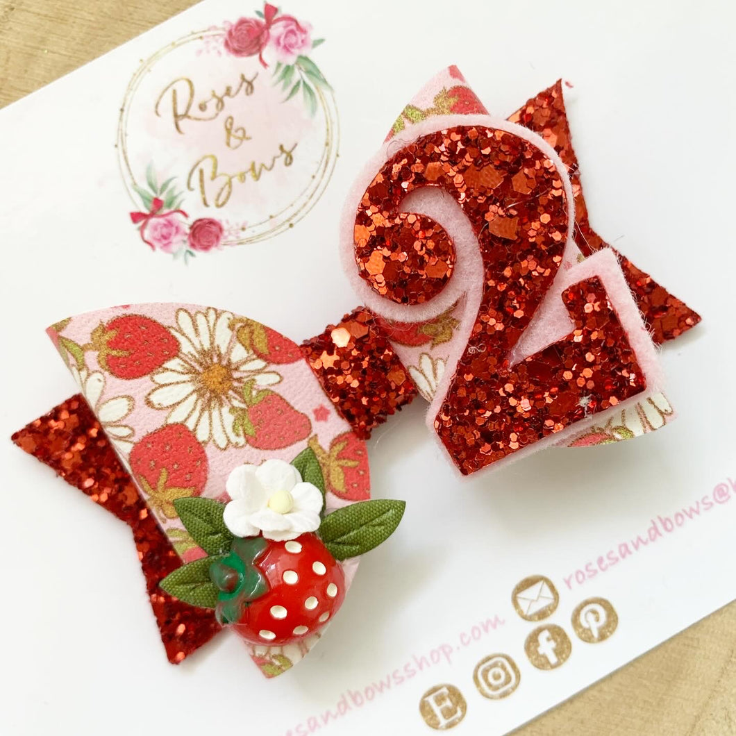 Strawberry Birthday Headband - Birthday Hair Clip