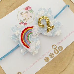 Birthday Rainbow Hair Bow - Birthday Headband - Birthday Hair Clip