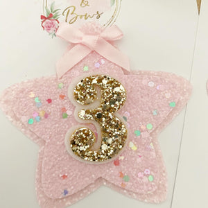 Pink Rainbow Birthday Badge - Birthday Glitter Badge