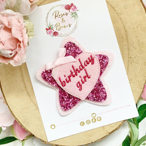 Pink Birthday Girl Badge - Birthday Glitter Badge