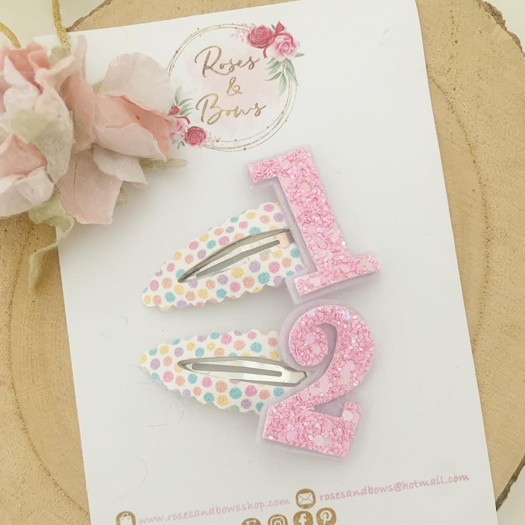 Rainbow Birthday Snap Clip - Birthday Number Snap Clip