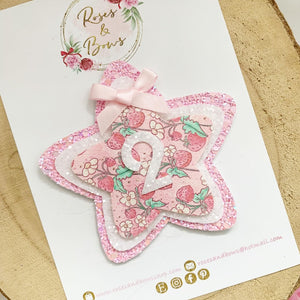 Pink Strawberry Birthday Badge - Birthday Glitter Badge