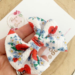 Red Poppy Liverpool bullet fabric bow