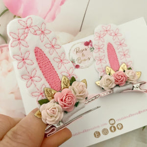 Pink Stand Up Bunny Ear Clips - Easter Bunny Clips