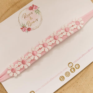 Daisy headband - pink nylon headband