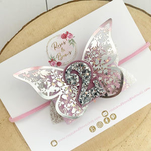 Birthday butterfly Hair Bow - Birthday Headband - Birthday Hair Clip